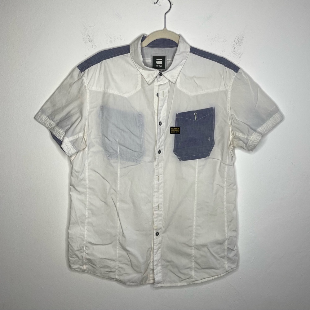G-Star Raw Recruit Lawrence Poplin Button Down Short Sleeve Men's SZ XL